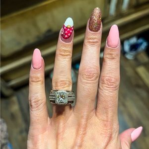 Offers**3 CTW Radiant Halo with Charles & Colvard Moissanite W/ Bands of Choice